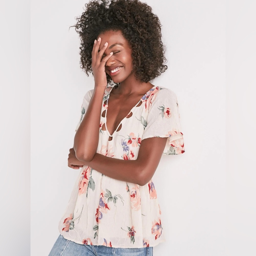 Lucky Brand Floral Flutter Top